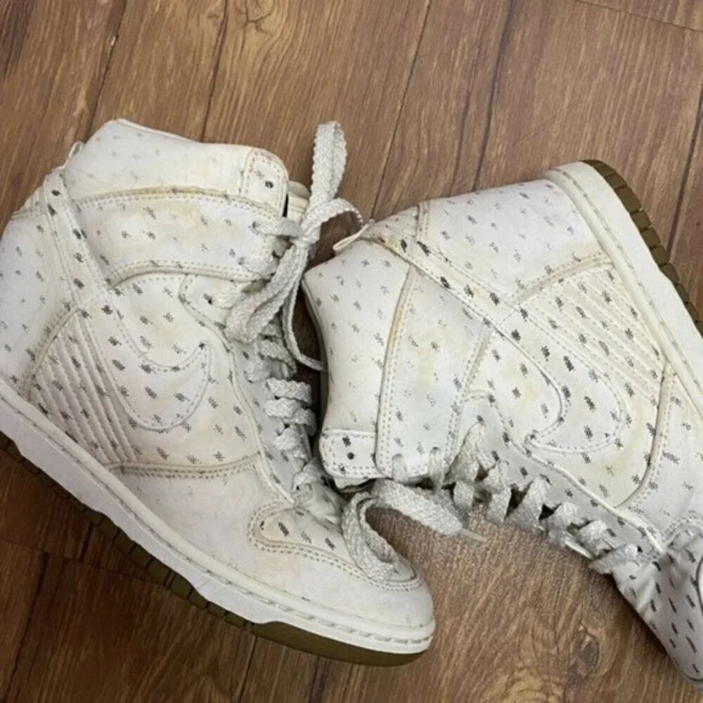 Nike Dunk Sky Hi White Print  Hidden‎ Wedge (543258-100) Shoes Sneaker SZ 8.5 - Picture 6 of 9